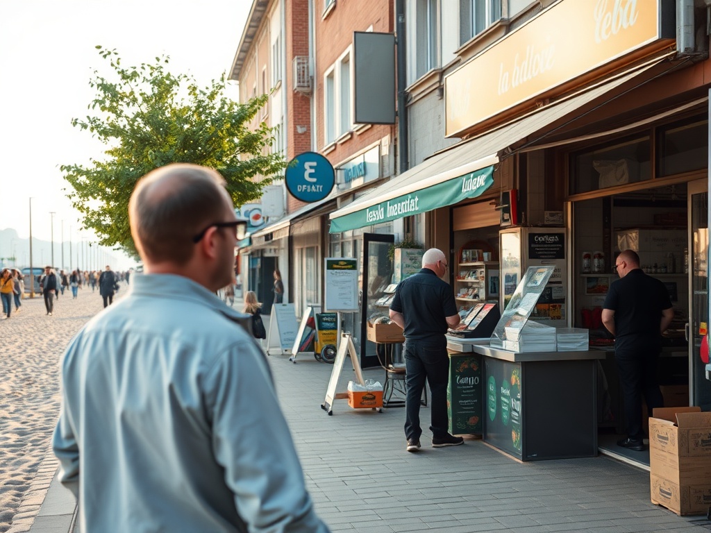Panorama Łeby z widokiem na port i morze