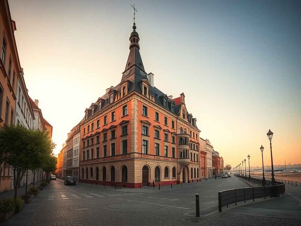 Widok na plażę i morze w Łebie.